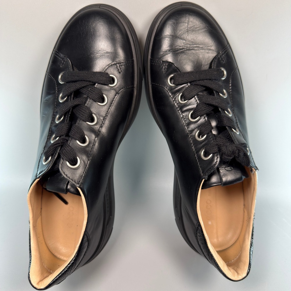 Ecco Street Tray Womens US 9 - 9.5 9 1/2 EU 40 Dress Sneaker Black Leather Lace - Picture 6 of 16